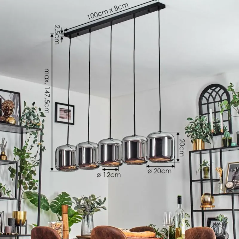 hofstein Lauden Suspension Noir, 5 lumières