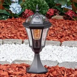 Luminaires Rustiques-hofstein Lavajo Borne lumineuse, Eclairage de chemin Noir, 1 lumière