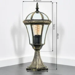 Luminaires Rustiques-hofstein Lavajo Borne lumineuse, Eclairage de chemin Or, Noir, 1 lumière