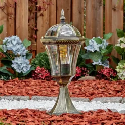 Luminaires Rustiques-hofstein Lavajo Borne lumineuse, Eclairage de chemin Or, Noir, 1 lumière