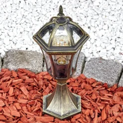 Luminaires Rustiques-hofstein Lavajo Borne lumineuse, Eclairage de chemin Or, Noir, 1 lumière