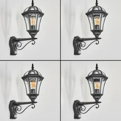 Luminaires Rustiques-hofstein Lavajo Luminaire extérieur, Lampe murale d´extérieur Noir, 1 lumière, Détecteur de mouvement