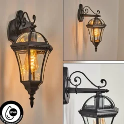 Luminaires Rustiques-hofstein Lavajo Luminaire extérieur, Lampe murale d´extérieur Noir, 1 lumière