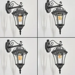 Luminaires Rustiques-hofstein Lavajo Luminaire extérieur, Lampe murale d´extérieur Noir, 1 lumière