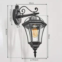 Luminaires Rustiques-hofstein Lavajo Luminaire extérieur, Lampe murale d´extérieur Noir, 1 lumière