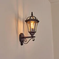 Luminaires Rustiques-hofstein Lavajo Luminaire extérieur, Lampe murale d´extérieur Noir, 1 lumière