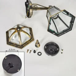 Luminaires Rustiques-hofstein Lavajo Luminaire extérieur, Lampe murale d´extérieur Or, Noir, 1 lumière