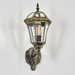 Luminaires Rustiques-hofstein Lavajo Luminaire extérieur, Lampe murale d´extérieur Or, Noir, 1 lumière