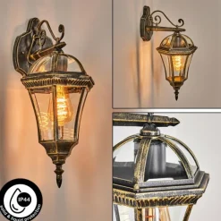 Luminaires Rustiques-hofstein Lavajo Luminaire extérieur, Lampe murale d´extérieur Or, Noir, 1 lumière