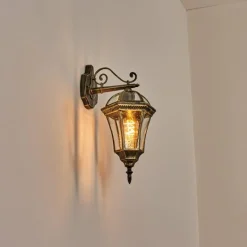 Luminaires Rustiques-hofstein Lavajo Luminaire extérieur, Lampe murale d´extérieur Or, Noir, 1 lumière