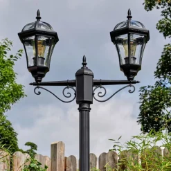 Luminaires Rustiques-hofstein Lavajo Luminaire extérieur, Réverbère, Eclairage de chemin Noir, 2 lumières