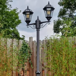 Luminaires Rustiques-hofstein Lavajo Luminaire extérieur, Réverbère, Eclairage de chemin Noir, 2 lumières