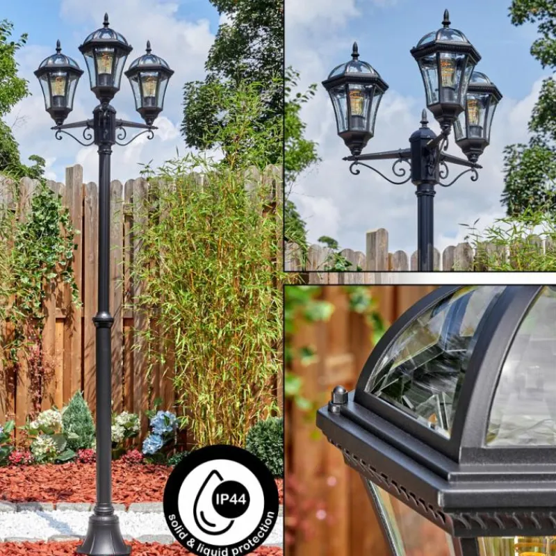 Luminaires Rustiques-hofstein Lavajo Luminaire extérieur, Réverbère, Eclairage de chemin Noir, 3 lumières