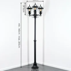 Luminaires Rustiques-hofstein Lavajo Luminaire extérieur, Réverbère, Eclairage de chemin Noir, 3 lumières