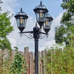 Luminaires Rustiques-hofstein Lavajo Luminaire extérieur, Réverbère, Eclairage de chemin Noir, 3 lumières