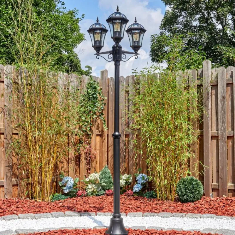Luminaires Rustiques-hofstein Lavajo Luminaire extérieur, Réverbère, Eclairage de chemin Noir, 3 lumières