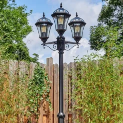 Luminaires Rustiques-hofstein Lavajo Luminaire extérieur, Réverbère, Eclairage de chemin Noir, 3 lumières