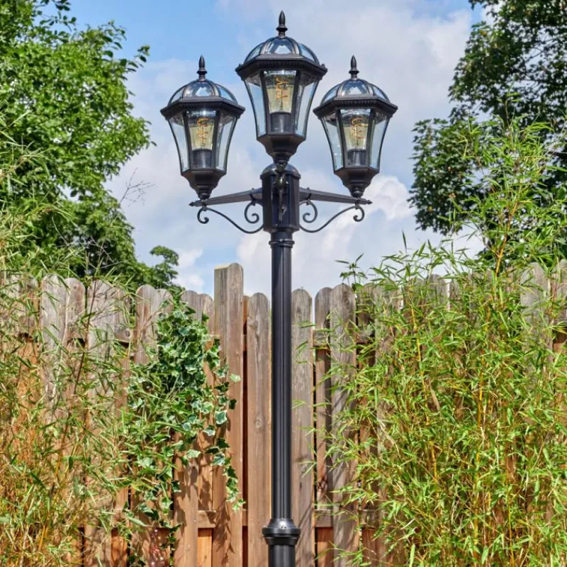 Luminaires Rustiques-hofstein Lavajo Luminaire extérieur, Réverbère, Eclairage de chemin Noir, 3 lumières