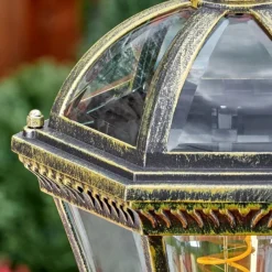 Luminaires Rustiques-hofstein Lavajo Luminaire extérieur, Eclairage de chemin Or, Noir, 1 lumière