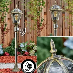 Luminaires Rustiques-hofstein Lavajo Luminaire extérieur, Eclairage de chemin Or, Noir, 1 lumière, Détecteur de mouvement