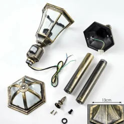 Luminaires Rustiques-hofstein Lavajo Luminaire extérieur, Eclairage de chemin Or, Noir, 1 lumière, Détecteur de mouvement