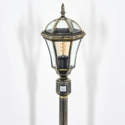 Luminaires Rustiques-hofstein Lavajo Luminaire extérieur, Eclairage de chemin Or, Noir, 1 lumière, Détecteur de mouvement