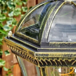 Luminaires Rustiques-hofstein Lavajo Luminaire extérieur, Réverbère, Eclairage de chemin Or, Noir, 1 lumière