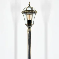 Luminaires Rustiques-hofstein Lavajo Luminaire extérieur, Réverbère, Eclairage de chemin Or, Noir, 1 lumière