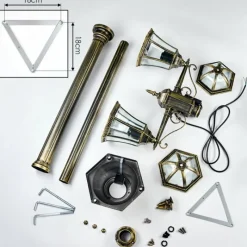 Luminaires Rustiques-hofstein Lavajo Luminaire extérieur, Réverbère, Eclairage de chemin Or, Noir, 2 lumières