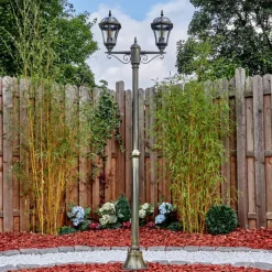 Luminaires Rustiques-hofstein Lavajo Luminaire extérieur, Réverbère, Eclairage de chemin Or, Noir, 2 lumières