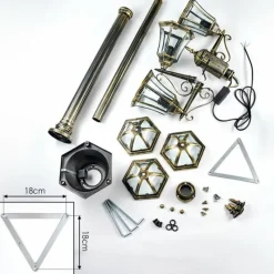 Luminaires Rustiques-hofstein Lavajo Luminaire extérieur, Réverbère, Eclairage de chemin Or, Noir, 3 lumières