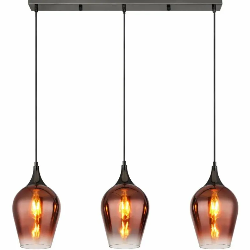Luminaires Globo Lighting Lavus Suspension Chrome, Noir, 3 lumières