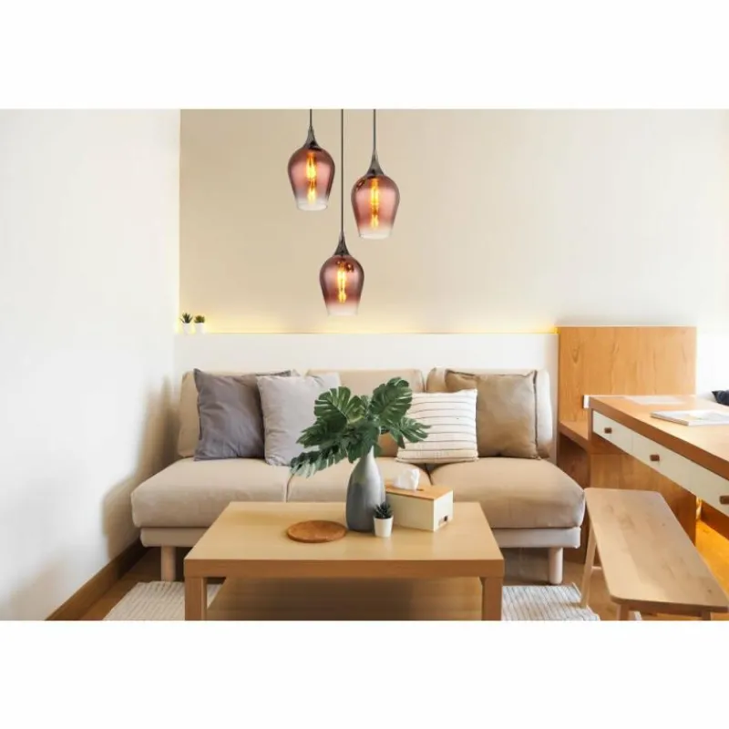 Luminaires Globo Lighting Lavus Suspension Chrome, Noir, 3 lumières