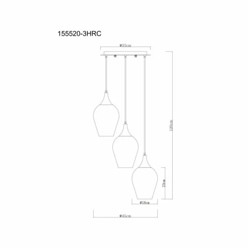 Luminaires Globo Lighting Lavus Suspension Chrome, Noir, 3 lumières