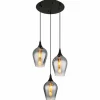 Suspension Verre Fumé-Luminaires Globo Lighting Lavus Suspension Noir, 3 lumières