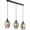 Suspension Verre Fumé-Luminaires Globo Lighting Lavus Suspension Noir, 3 lumières
