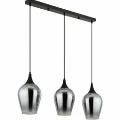Suspension Verre Fumé-Luminaires Globo Lighting Lavus Suspension Noir, 3 lumières