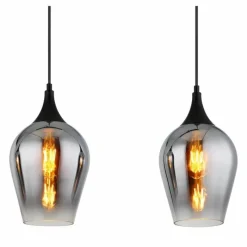 Suspension Verre Fumé-Luminaires Globo Lighting Lavus Suspension Noir, 3 lumières