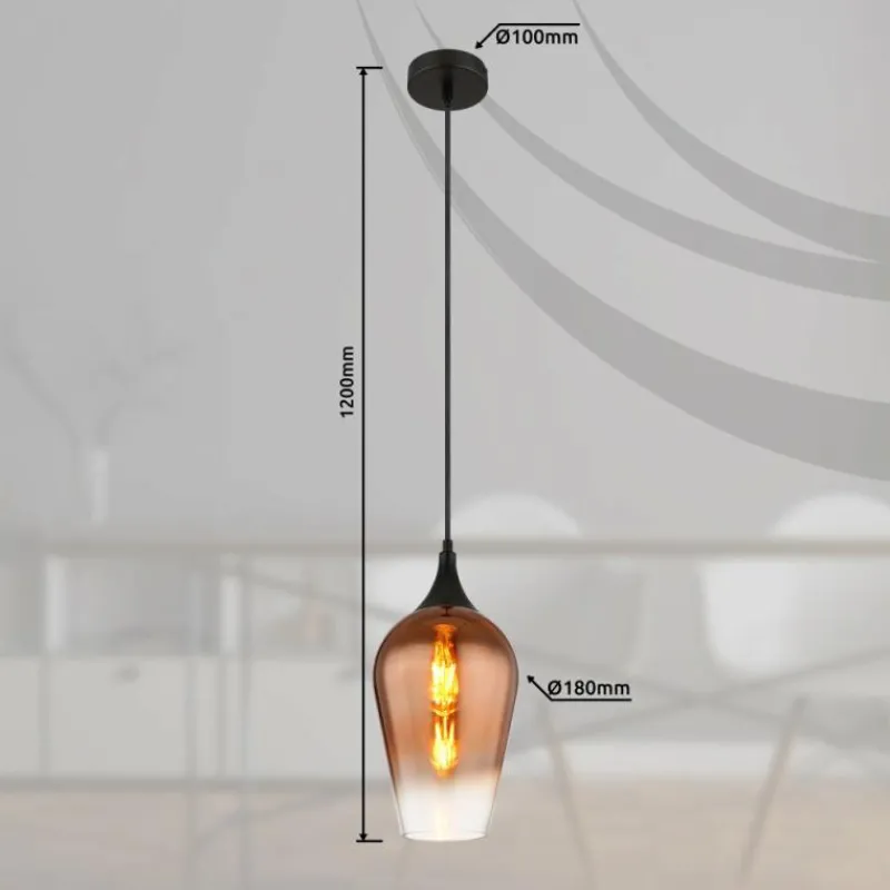 Luminaires Globo Lighting Lavus Suspension Noir, 1 lumière