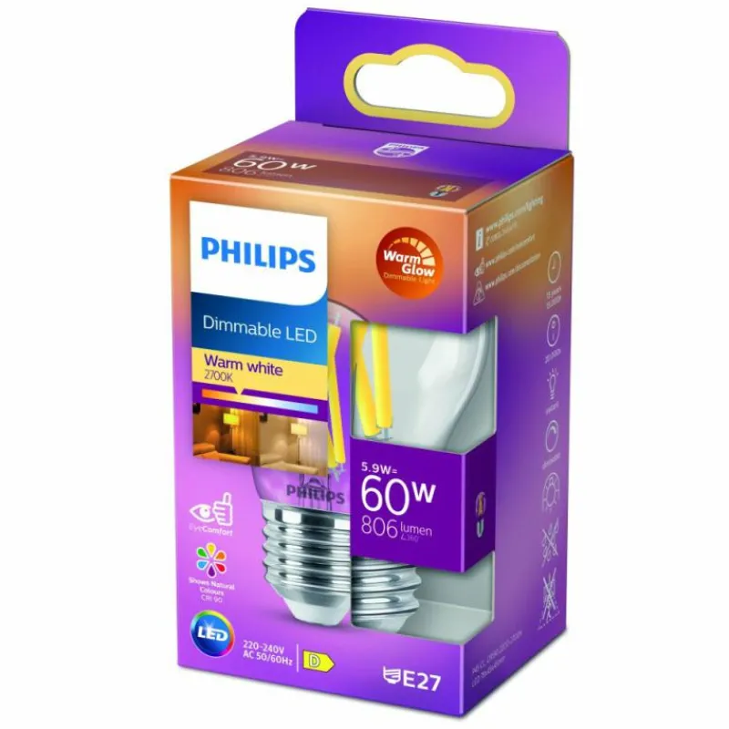 Luminaires Philips LED E27 5,9 Watt 2200-2700 Kelvin 810 Lumen Philips