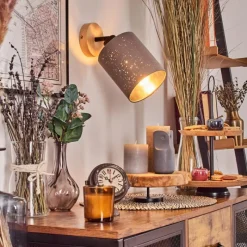 Lampes En Tissu-hofstein Lendemarke Applique murale, Spot mural Écru, Noir, 1 lumière