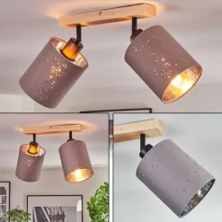 Lampes En Tissu-hofstein Lendemarke Plafonnier, Spot de plafond Écru, Noir, 2 lumières