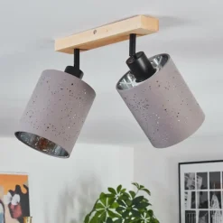 Lampes En Tissu-hofstein Lendemarke Plafonnier, Spot de plafond Écru, Noir, 2 lumières