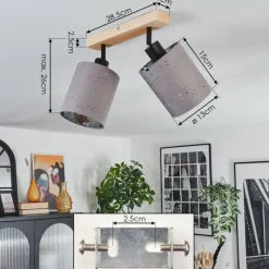 Lampes En Tissu-hofstein Lendemarke Plafonnier, Spot de plafond Écru, Noir, 2 lumières