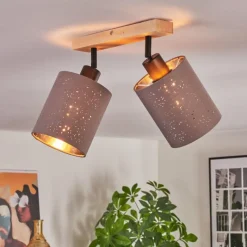 Lampes En Tissu-hofstein Lendemarke Plafonnier, Spot de plafond Écru, Noir, 2 lumières