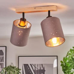 Lampes En Tissu-hofstein Lendemarke Plafonnier, Spot de plafond Écru, Noir, 2 lumières