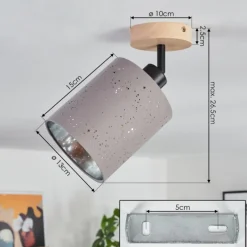 Lampes En Tissu-hofstein Lendemarke Plafonnier, Spot de plafond Écru, Noir, 1 lumière