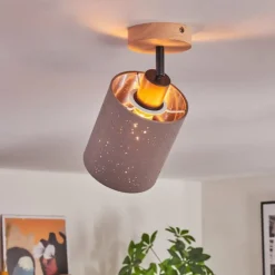 Lampes En Tissu-hofstein Lendemarke Plafonnier, Spot de plafond Écru, Noir, 1 lumière