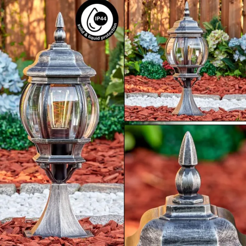 Luminaires Rustiques-hofstein Lentua Borne lumineuse, Eclairage de chemin Noir, Argenté, 1 lumière