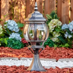 Luminaires Rustiques-hofstein Lentua Borne lumineuse, Eclairage de chemin Noir, Argenté, 1 lumière